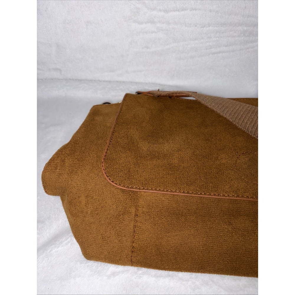 Faux Suede Slouchy Envelope Crossbody/Messenger Bag Woven Strap Modern Casual - Picture 5 of 9